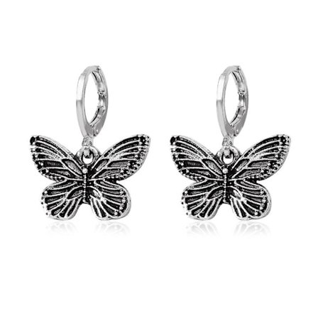 Sommerfugl Perle Hoop Øredobber Halskjede Tung Vintage Gotisk Punk Retro Sølv Trendy Rock Kul Harajuku