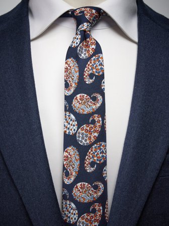 John Henric Men's Blue Tie Floral Paisley Size 6,5