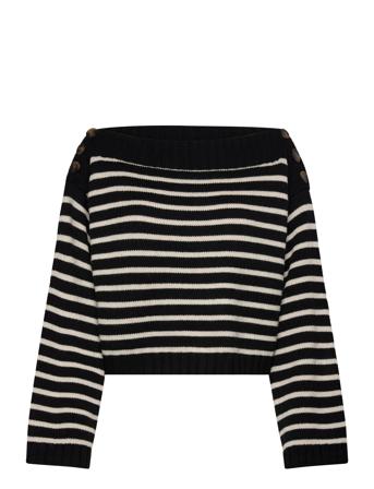 Linnepw Pu Tops Knitwear Jumpers Black Part Two