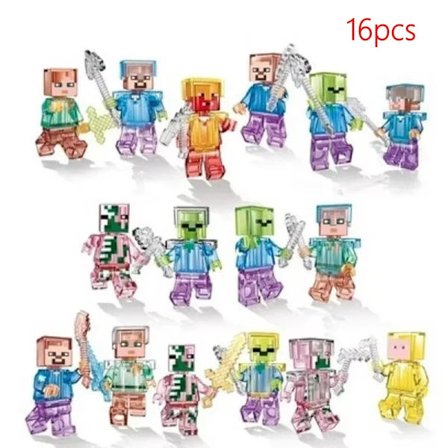 Hot Sale 16 stk Sett Ulike Alternativer Tilgjengelig Minecrafte My World Diy Blocks MC Minifigurer Byggeklosser Modell Leker for Gaver