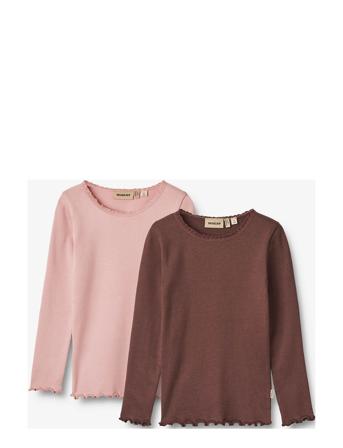 2 Rib T-Shirt L/S Reese Tops T-shirts Long-sleeved T-Skjorte Multi/patterned Wheat