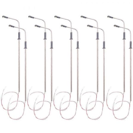 10 stk. Model LED Gadelampe Belysning Enkelt Hoved Tog Layout Landskab 1:100 GMU