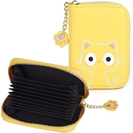 Kreditkortsväska (gul) 11,5 * 8 * 3 cm dam läder kredit c