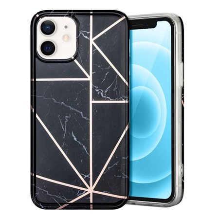 Marmormotiv iPhone 12 Mini skal - Svart