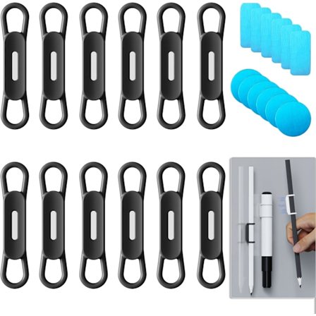 12-pak Magnetiske Penneholdere - Multi-Overflade Silikone Blyant Organiser til Køleskab, Whiteboard, Skab & Skrivebord, Stærkt Greb Tør