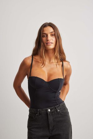 NA-KD Plain Micro Body - Bodysuits - Sort - EU 70A