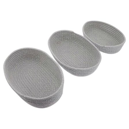 3 st Ljusgrå Förvaringskorgar i Bomullsrep - Hållbar Organizer för Hem, Kontor, Barnkammare & Mer ZTS