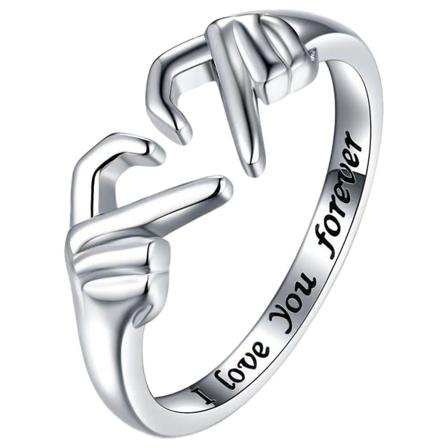 Kauniille tyttärelleni, rakastan sinua ikuisesti -sormus, muodikkaampi kuin sydänsormus, kirkas, säädettävä, avoin, suljettu, hopea