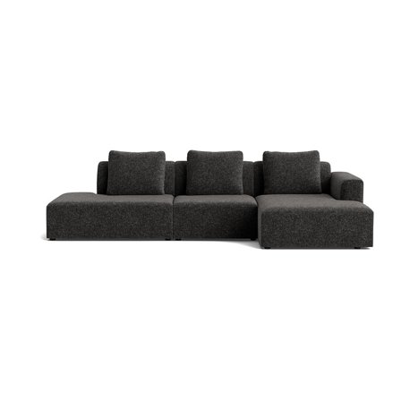 Como chaiselong sofa, højrevendt open end - Genesis Antracit - 308x155x83cm - Håndlavet Kvalitets Sofa med ekstra rygpuder til stuen
