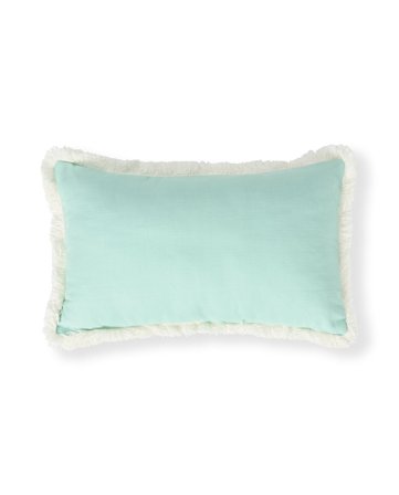 Lexington Lin/bomull frynse pute 30x50, grønn