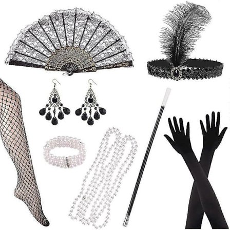 1920-tals Damaccessoarer Gatsby Kostymfest Set 20-tals Flapper Pannband Pärlhalsband Armband Örhängen Handskar