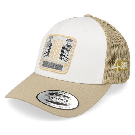 4REAL - Beige trucker Keps - Wild And Free Patch White/Khaki Trucker @ Hatstore
