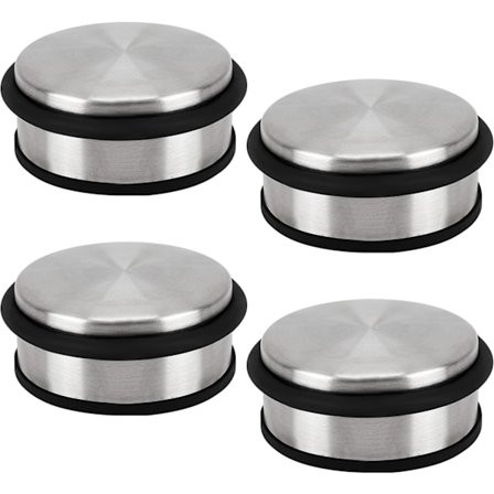 (Set med 4) Krompläterade dörrstopp i rostfritt stål - 10 cm x 1,20 kg - Halkfritt och hållbart dörrstopp med skyddande gummiringar - För hem, skola &