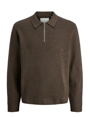 Jprblamilano Stitch Knit Zip Polo Sn Brown Jack & J S