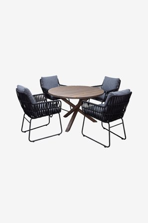 LifestyleGarden - Bord Ø 112 cm & 4 stk. mikado-stole - Brun - Spisegrupper - Fra Homeroom