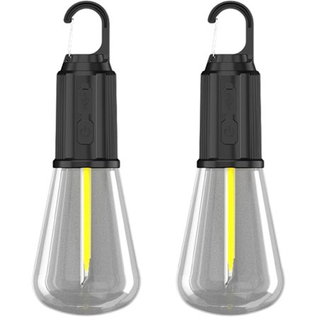 2 Pakke Retro LED Camping Teltlykt 3 Lysmoduser Bærbar Nød Campinglys med Krok [Energiklasse A+++]