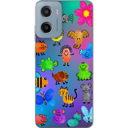 Kompatibel Mobilcover til Motorola Moto E15 Little Scribble Friends