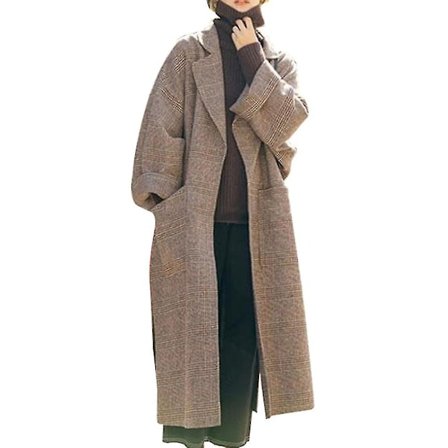 Naisten villakangastakki ruudullinen pukumainen kaulus pitkähihainen toimistotakki