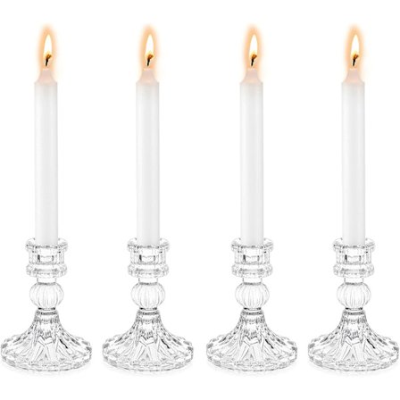 4 Glasljusstakar Dekorativa Ljusstakar Koniska Genomskinliga Gl