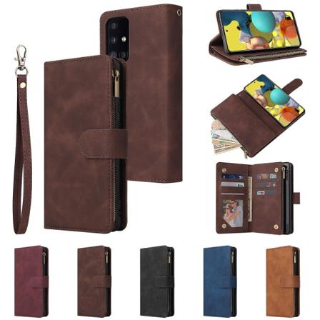 Kompatibel med Samsung Galaxy A52 5g/4g Etui Magnetisk Læder Lynlås Pung Cover Kortholder Etui Til Samsung Galaxy A52 5g/4g Brun szq