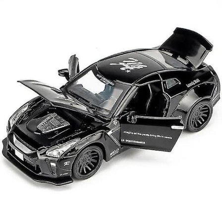 1:32 Nissan GTR R35 Diecast-legetøjsbil i metal (sort)