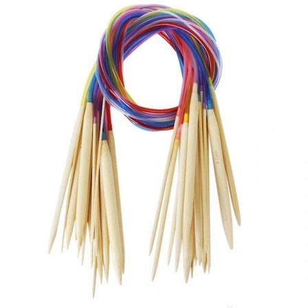 /EA/18 storlekar rundstickor i bambu virknålar set med färgat rör 2m