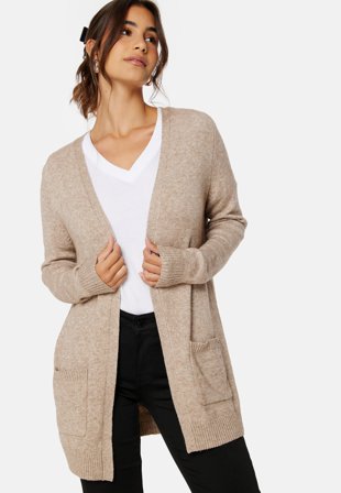ONLY - Onllesly Open Cardigan - Beige Detail:W. Mela - Kläder - - Bubbleroom