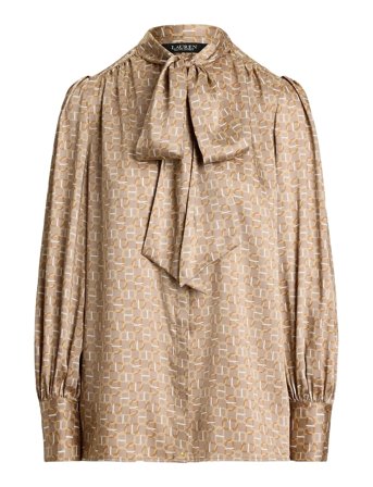 Lauren Ralph Lauren | Geo-Print Twill Tie-Neck Blouse | S