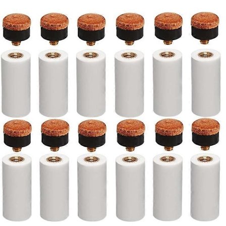 12 sett 12MM Biljard Pool Cue Tips Messing Skrue Erstatning Tips med Pool Cue Ferrule for Snooker Pool Cues