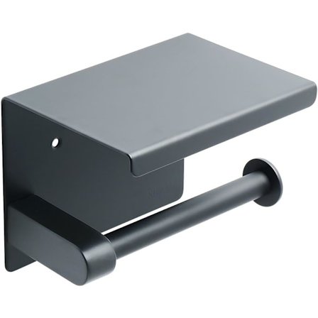 Veggmontert toalettpapirholder med hylle for mobiltelefon