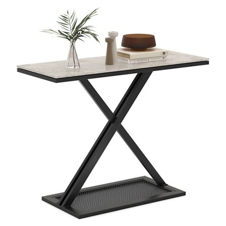 COSTWAY Moderne Konsolbord Ægte Marmor Plade 100 x 40 x 77,5 CM - Metalramme til Stue, Gang, Indgang