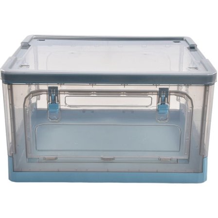 Förvaringslådor med lock, stapelbara PP-lådor, hopfällbara förvaringslådor med dubbla dörrar, 55L