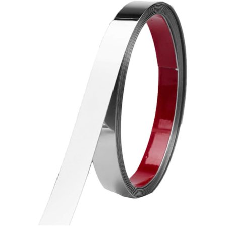 Sølvfargede selvklebende vegglister i rustfritt stål - 5m x 1cm - Rustfri stålstripe og -pinne - Fleksibel selvklebende metallstang - For vegg