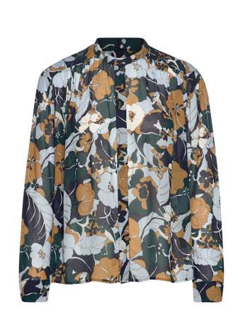 Elmy Shirt Aop 9695 Bluse Langermet Blå Samsøe Samsøe