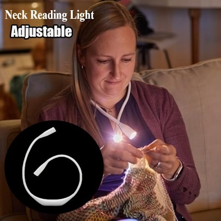 1 stk. Tri-farvet Temperatur Halslampe der Kører på Batterier, med 360° Drejelig LED til Sengelæsning