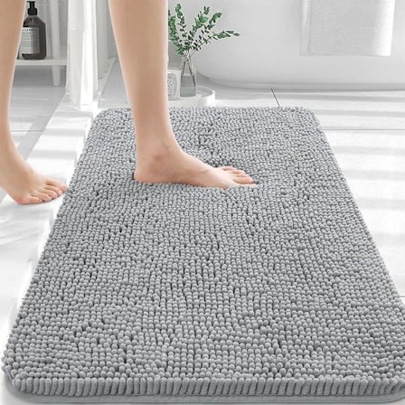 Matt absorberande och halkfri badrumsmatta, 50 x 80 cm, ljusgrå