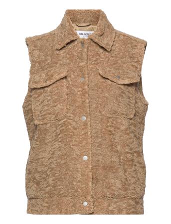 Slfjany Teddy Vest W Brown Selected Femme
