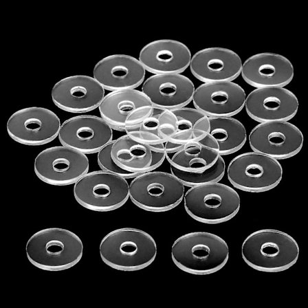 30 Pakk Klart Plast Skiver, Flat Vinyl Erstatningsdeler Klar Skive Spacer Nylon Skiver for Glass Dusjdørhåndtak Håndkleholdere Standoff Cap Ass