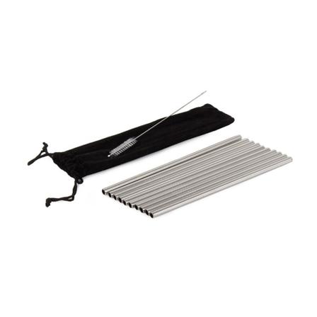 10-pack Med Metallsugrör + Rengöringsborste Silver