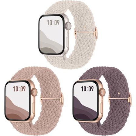 Antislipp Braided Band 3-pak Kompatibel med Apple Watch Remmer, Justerbar Elastisk Elastisk Erstatningsreim for iWatch Ultra SE 9 8 7 6 5 4 3 2 1