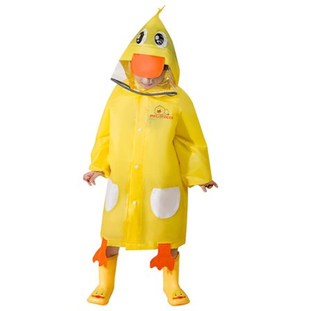Gul barnregnkappa söt djurmönster barn K