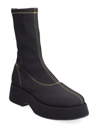 Retro Flatform Sockboot Shoes Boots Ankle Boots Ankle Boot - Flat Svart Ganni