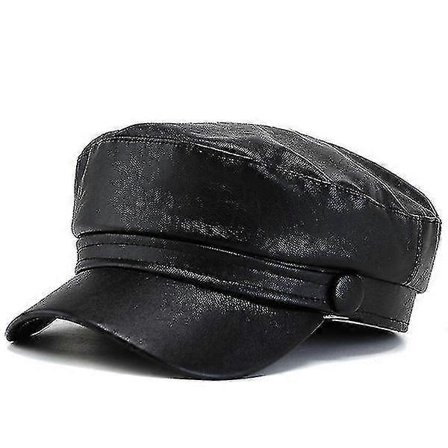 Fashion Retro Læder Beret Udendørs Rejse Malere Hat UV Beskyttelse WO