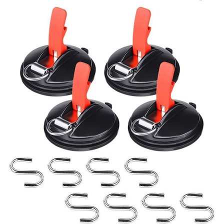 Sugerkopper, sugekoppsett, 4 sugekopper med 8 S-kroker, su