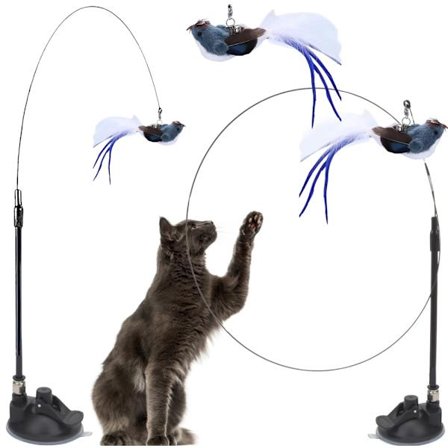 Katteleke med Sugekopp og Bevegelig Fugl