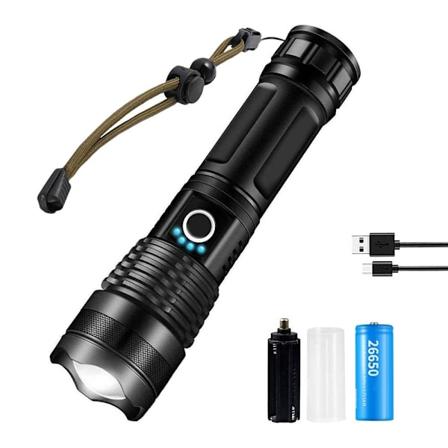 Ekstra sterk oppladbar LED-lommelykt XHP50 - 1-pakning 310
