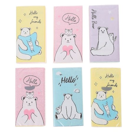 12 pakker papirservietter tegneseriemønster middagsservietter bærbare servietter