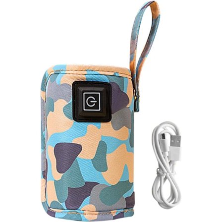 Vauvan tuttipullon lämmitin, 50°C-60°C kannettava automaattinen USB-vauvan tuttipullon lämmitin, hyvä lämmöneristys, kolme vaihdettavaa vaihdetta, 