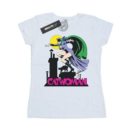 DC Comics Dam/Kvinnor Catwoman Text Logo Bomull T-shirt L Vit