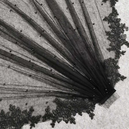 Svart perle blonde brudekjole kort brud med kamveil lag 1M slør brude bryllupstilbehør